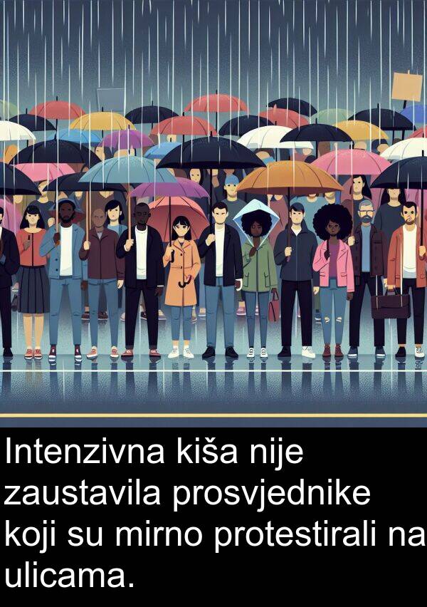 kiša: Intenzivna kiša nije zaustavila prosvjednike koji su mirno protestirali na ulicama.