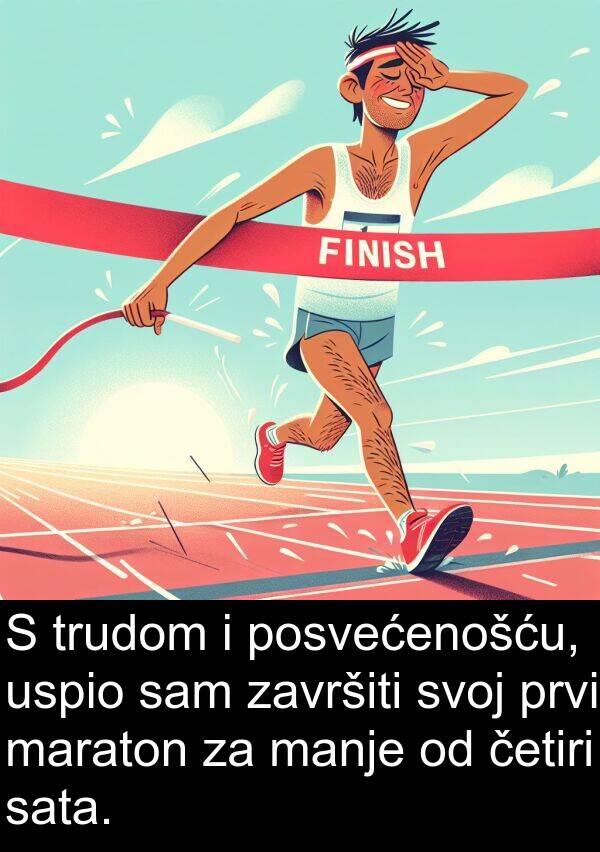 sata: S trudom i posvećenošću, uspio sam završiti svoj prvi maraton za manje od četiri sata.