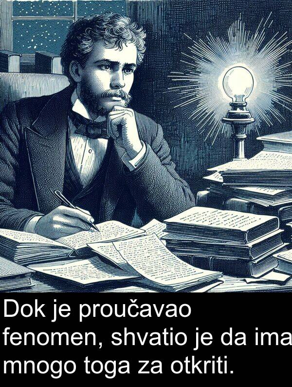 fenomen: Dok je proučavao fenomen, shvatio je da ima mnogo toga za otkriti.