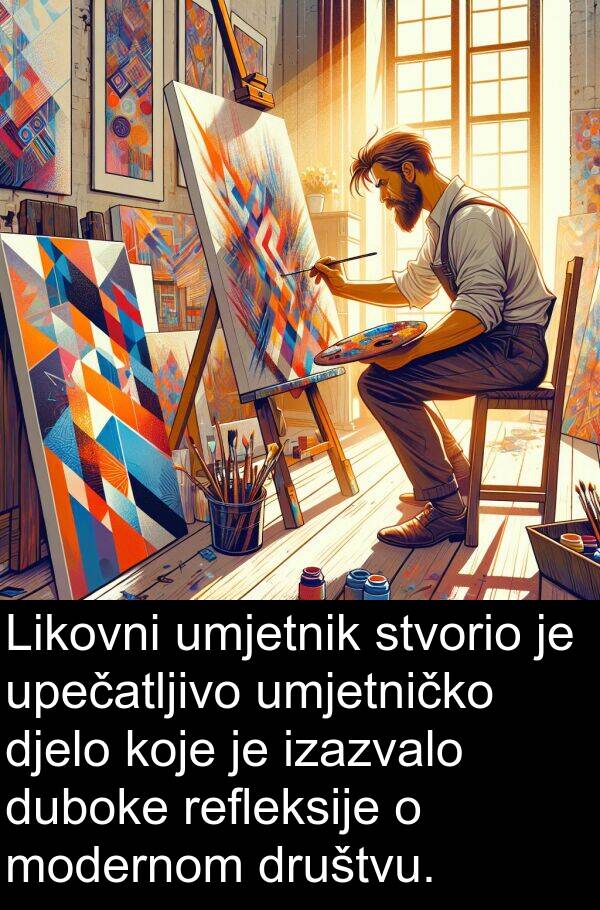 djelo: Likovni umjetnik stvorio je upečatljivo umjetničko djelo koje je izazvalo duboke refleksije o modernom društvu.