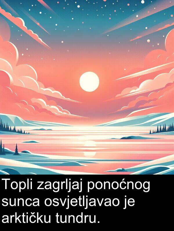 arktičku: Topli zagrljaj ponoćnog sunca osvjetljavao je arktičku tundru.