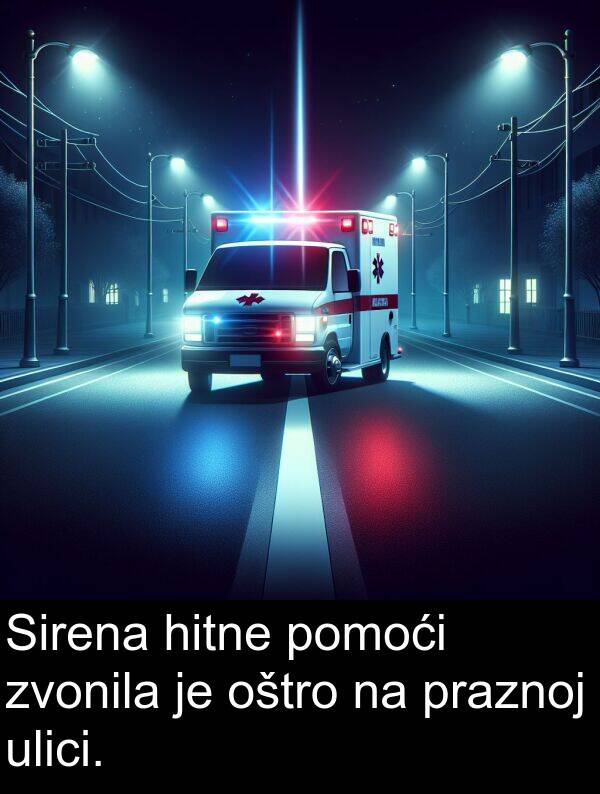 ulici: Sirena hitne pomoći zvonila je oštro na praznoj ulici.