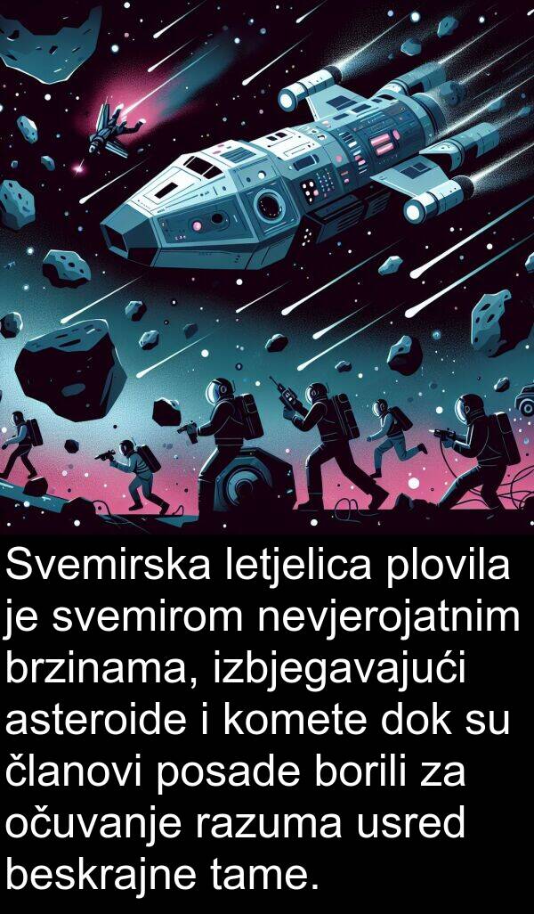 asteroide: Svemirska letjelica plovila je svemirom nevjerojatnim brzinama, izbjegavajući asteroide i komete dok su članovi posade borili za očuvanje razuma usred beskrajne tame.