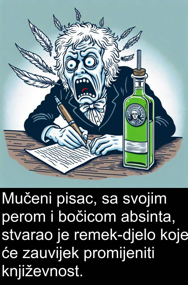absinta: Mučeni pisac, sa svojim perom i bočicom absinta, stvarao je remek-djelo koje će zauvijek promijeniti književnost.