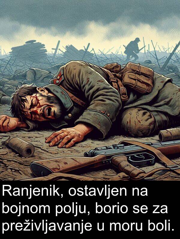 bojnom: Ranjenik, ostavljen na bojnom polju, borio se za preživljavanje u moru boli.