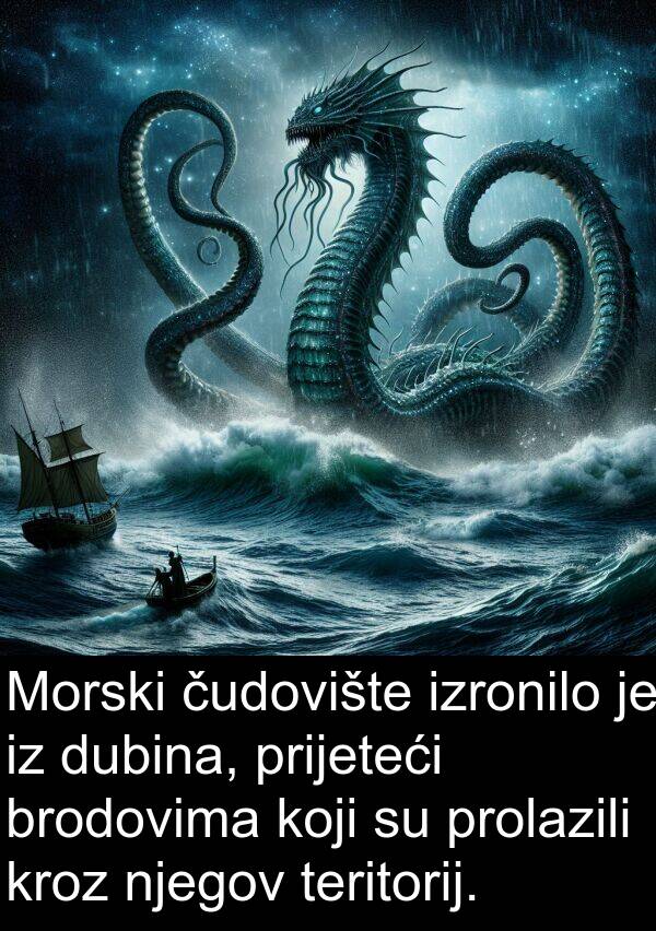 brodovima: Morski čudovište izronilo je iz dubina, prijeteći brodovima koji su prolazili kroz njegov teritorij.