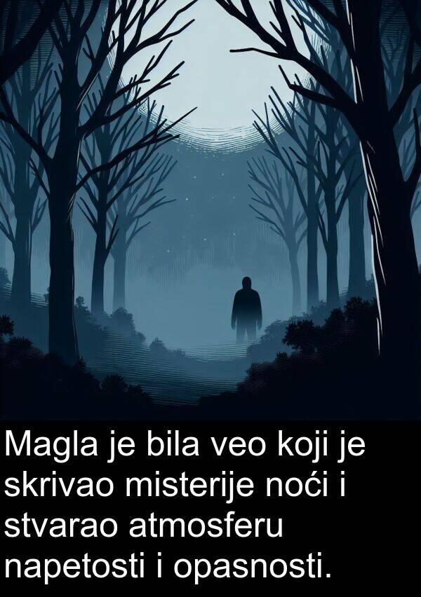 atmosferu: Magla je bila veo koji je skrivao misterije noći i stvarao atmosferu napetosti i opasnosti.