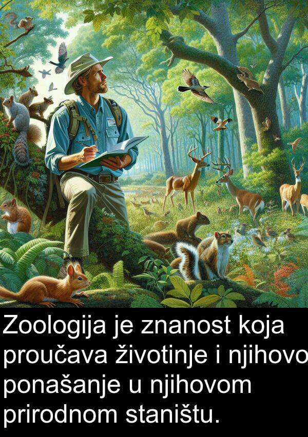 njihovom: Zoologija je znanost koja proučava životinje i njihovo ponašanje u njihovom prirodnom staništu.