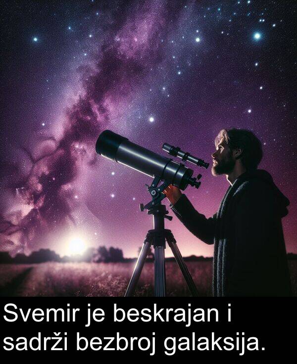 beskrajan: Svemir je beskrajan i sadrži bezbroj galaksija.