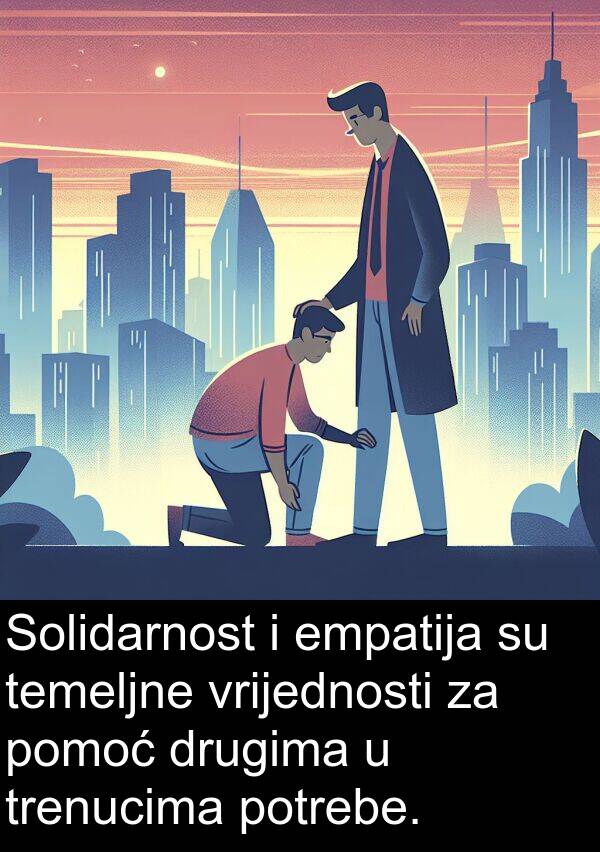 temeljne: Solidarnost i empatija su temeljne vrijednosti za pomoć drugima u trenucima potrebe.