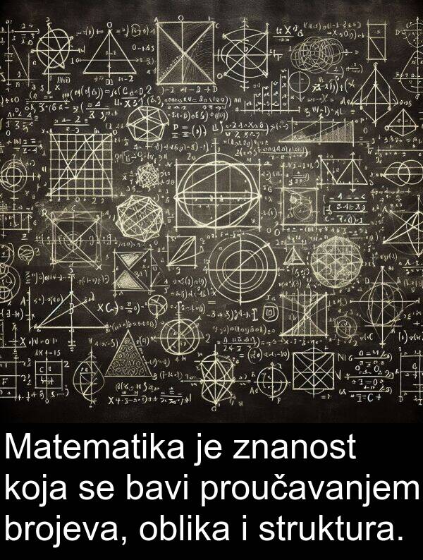 bavi: Matematika je znanost koja se bavi proučavanjem brojeva, oblika i struktura.