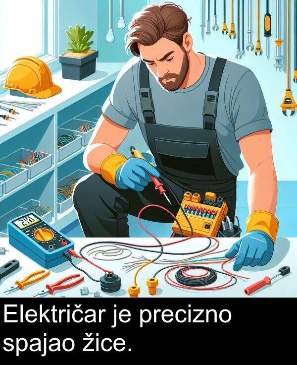 žice: Električar je precizno spajao žice.