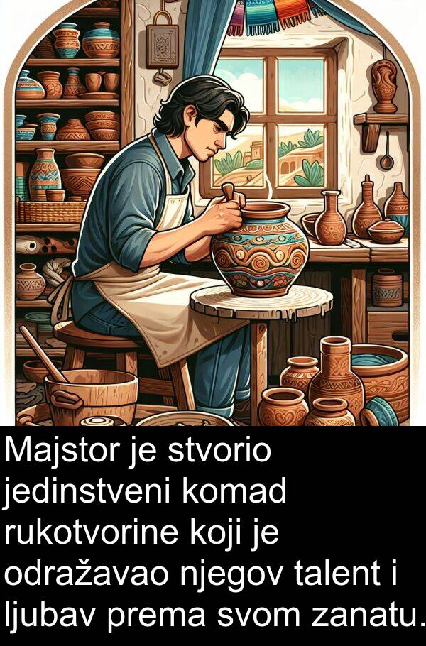 zanatu: Majstor je stvorio jedinstveni komad rukotvorine koji je odražavao njegov talent i ljubav prema svom zanatu.
