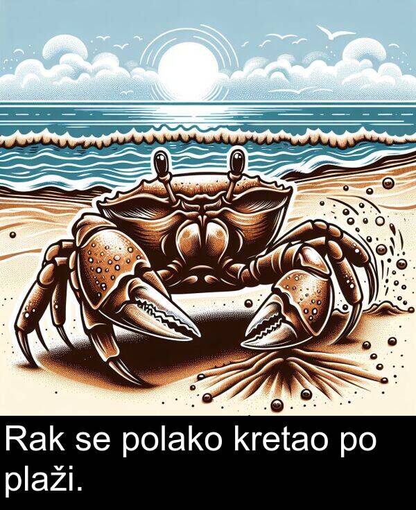 kretao: Rak se polako kretao po plaži.
