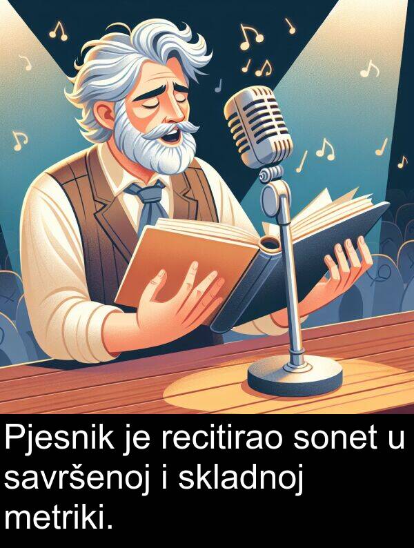 savršenoj: Pjesnik je recitirao sonet u savršenoj i skladnoj metriki.