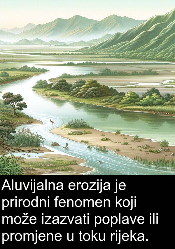 ili: Aluvijalna erozija je prirodni fenomen koji može izazvati poplave ili promjene u toku rijeka.