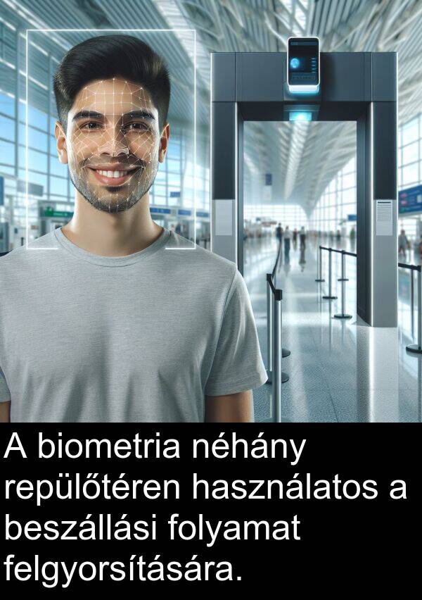 használatos: A biometria néhány repülőtéren használatos a beszállási folyamat felgyorsítására.
