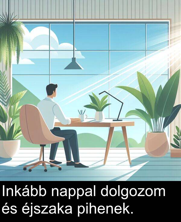 nappal: Inkább nappal dolgozom és éjszaka pihenek.