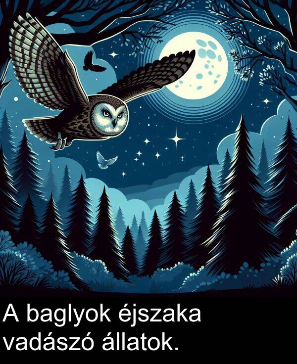 vadászó: A baglyok éjszaka vadászó állatok.
