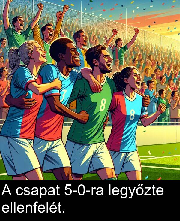 legyőzte: A csapat 5-0-ra legyőzte ellenfelét.