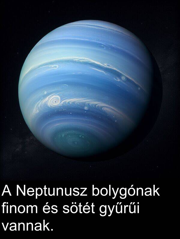 vannak: A Neptunusz bolygónak finom és sötét gyűrűi vannak.