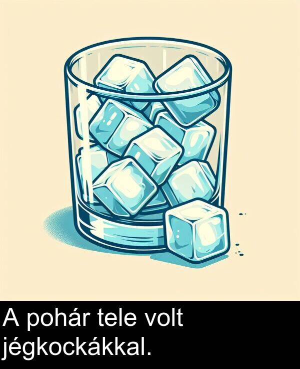jégkockákkal: A pohár tele volt jégkockákkal.