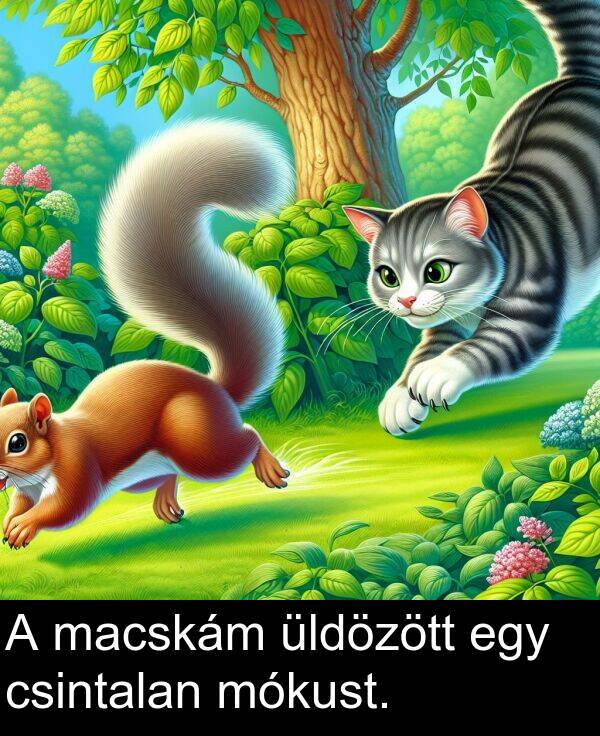 mókust: A macskám üldözött egy csintalan mókust.