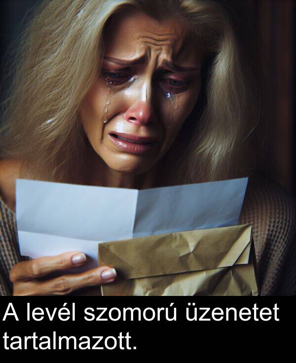 szomorú: A levél szomorú üzenetet tartalmazott.