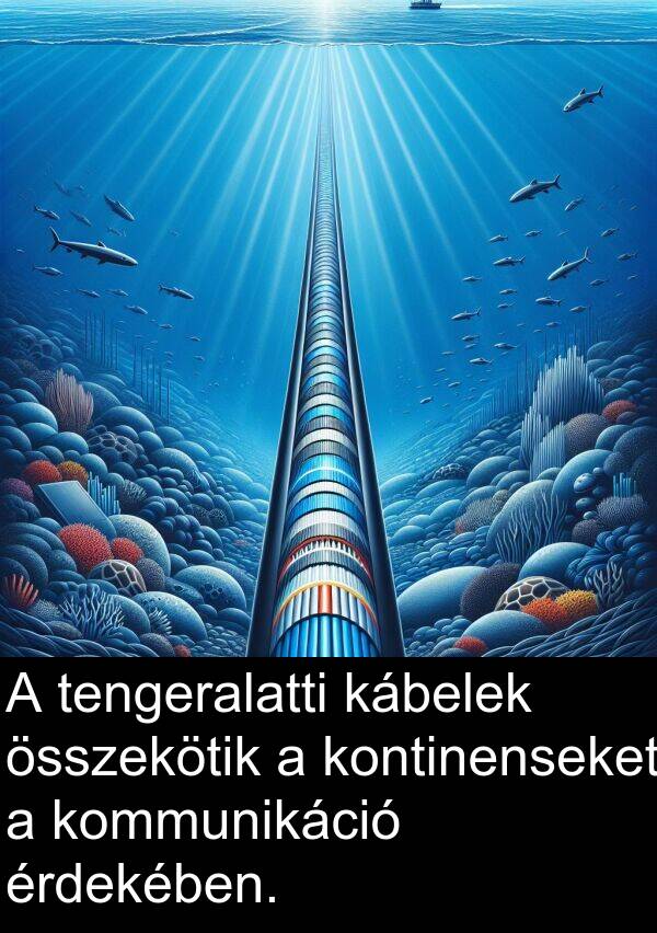 összekötik: A tengeralatti kábelek összekötik a kontinenseket a kommunikáció érdekében.