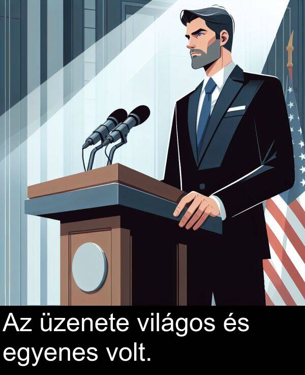 volt: Az üzenete világos és egyenes volt.