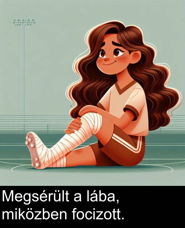 lába: Megsérült a lába, miközben focizott.