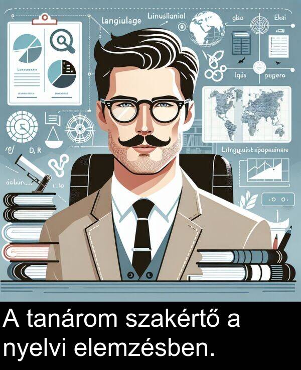 tanárom: A tanárom szakértő a nyelvi elemzésben.