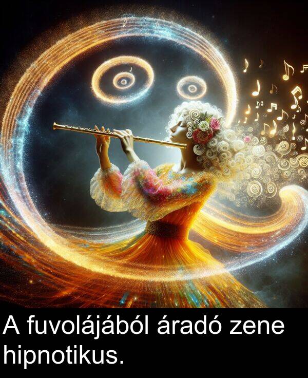 zene: A fuvolájából áradó zene hipnotikus.