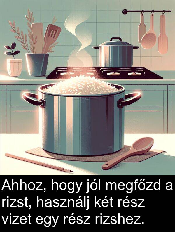 megfőzd: Ahhoz, hogy jól megfőzd a rizst, használj két rész vizet egy rész rizshez.