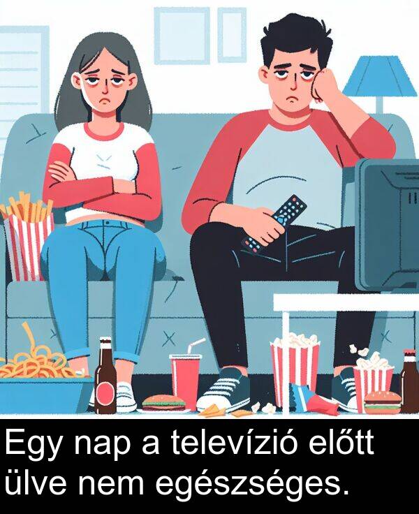 nem: Egy nap a televízió előtt ülve nem egészséges.