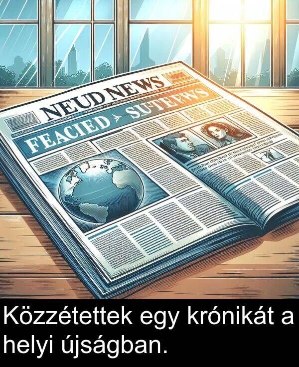 újságban: Közzétettek egy krónikát a helyi újságban.