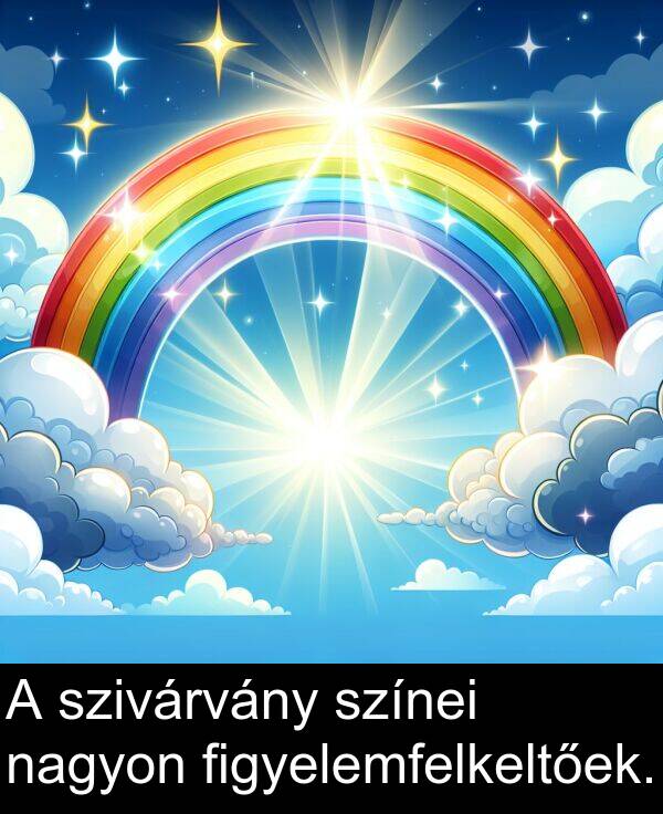 szivárvány: A szivárvány színei nagyon figyelemfelkeltőek.