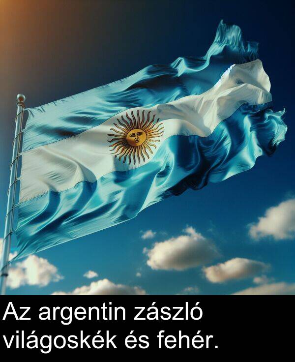 zászló: Az argentin zászló világoskék és fehér.