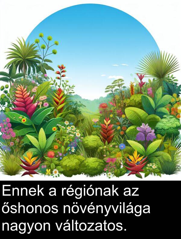 növényvilága: Ennek a régiónak az őshonos növényvilága nagyon változatos.