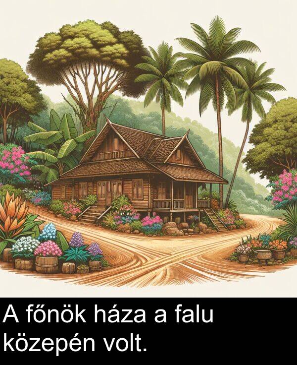 volt: A főnök háza a falu közepén volt.
