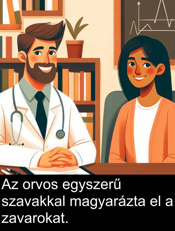 magyarázta: Az orvos egyszerű szavakkal magyarázta el a zavarokat.
