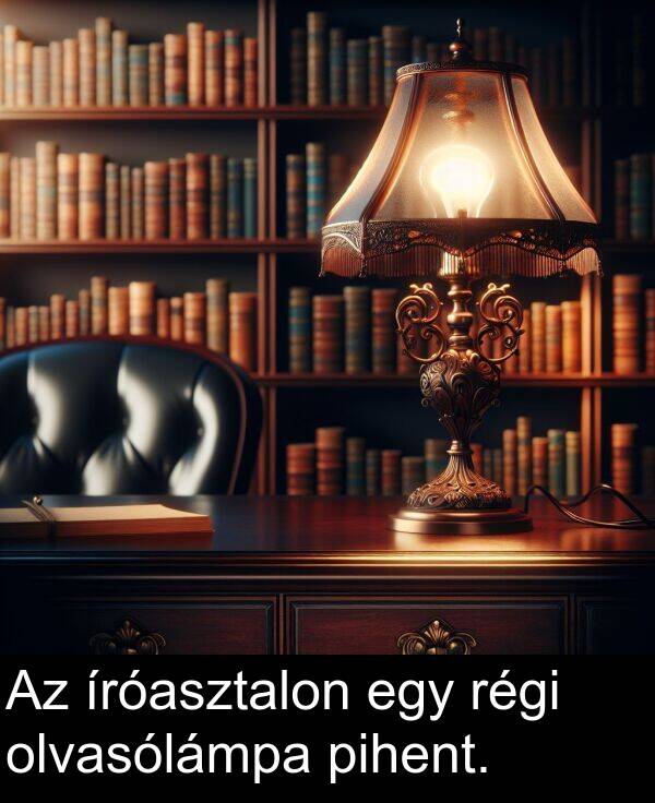 pihent: Az íróasztalon egy régi olvasólámpa pihent.