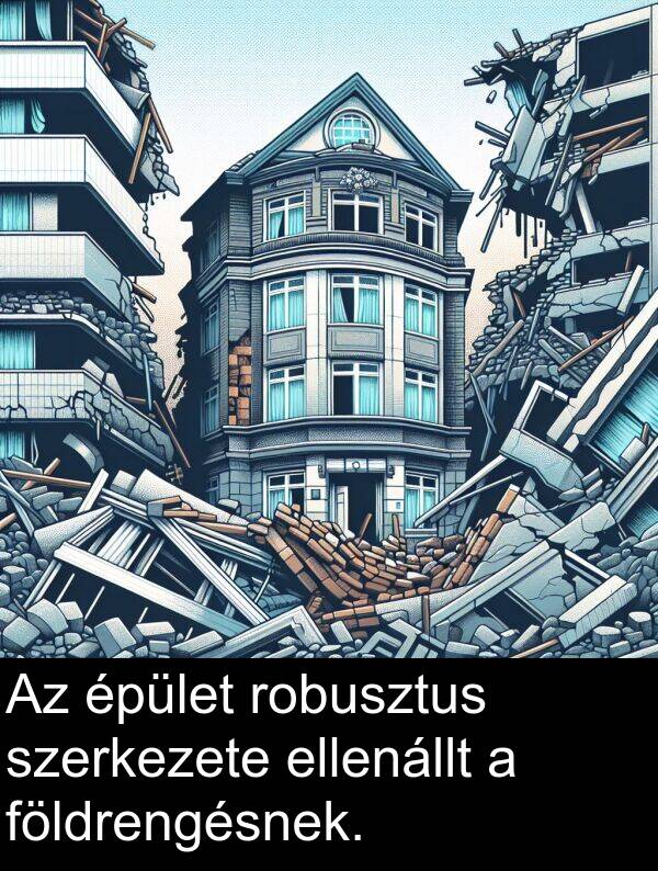 szerkezete: Az épület robusztus szerkezete ellenállt a földrengésnek.