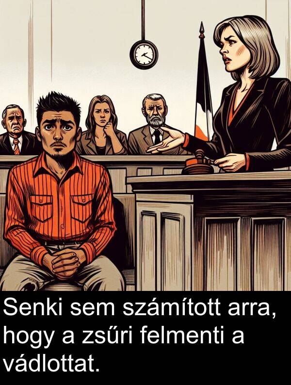 arra: Senki sem számított arra, hogy a zsűri felmenti a vádlottat.