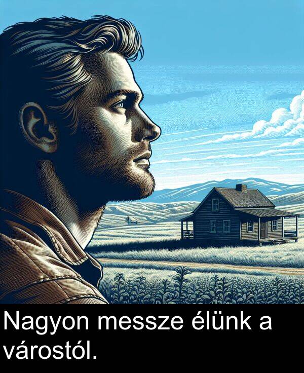 messze: Nagyon messze élünk a várostól.