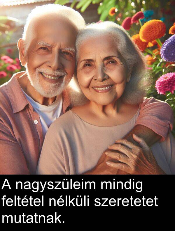 nagyszüleim: A nagyszüleim mindig feltétel nélküli szeretetet mutatnak.