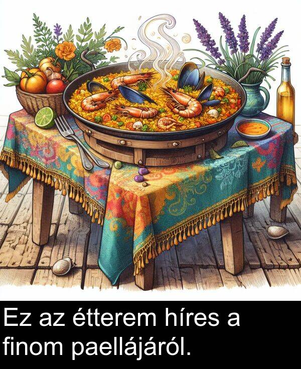 paellájáról: Ez az étterem híres a finom paellájáról.