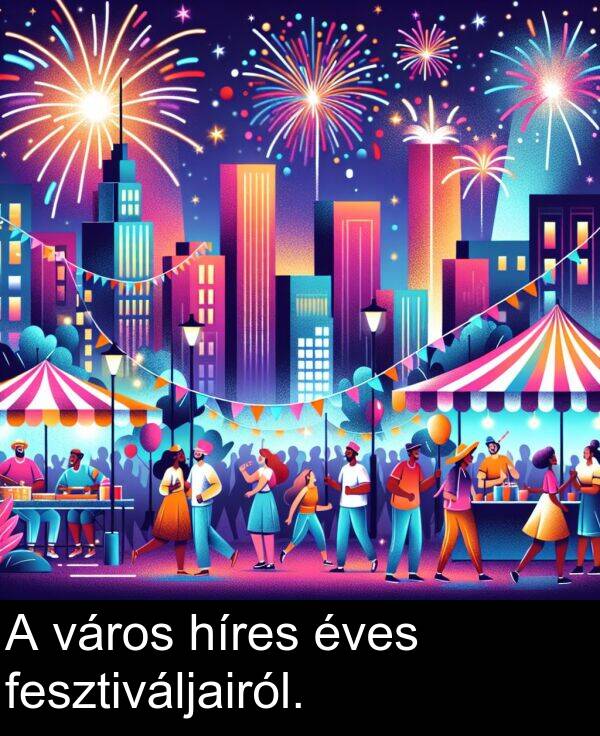 híres: A város híres éves fesztiváljairól.