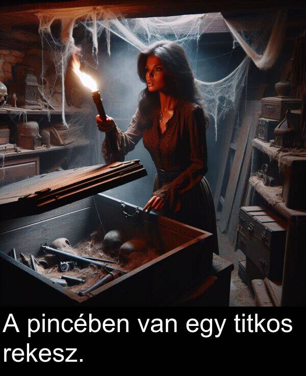 pincében: A pincében van egy titkos rekesz.