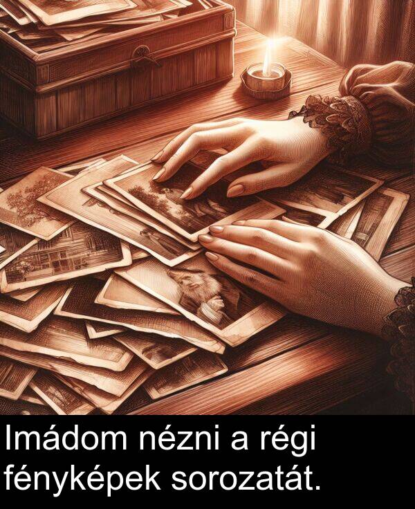 nézni: Imádom nézni a régi fényképek sorozatát.